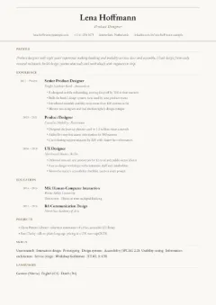 Academic CV template, in the Linen colour scheme