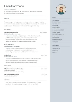 Sidebar Right CV template with photo, in the Slate colour scheme