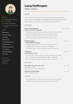 Split Screen CV template with photo, in the Charcoal colour scheme
